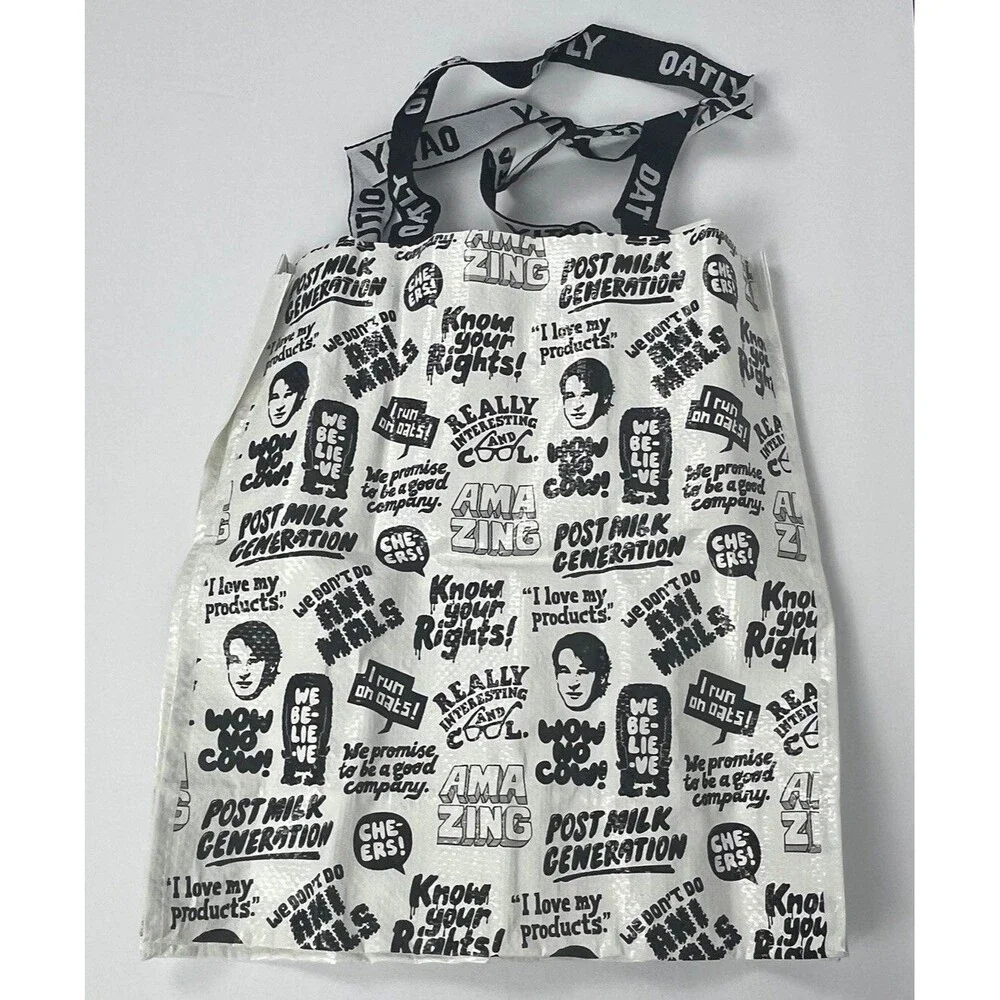 Shopping Tote Lot 2 Reusable Market Shopper Bags Dual Strap Carryall Oatly 14x12